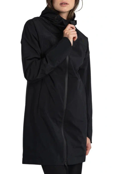 Lole Element Hooded Waterproof Raincoat In Black Beauty