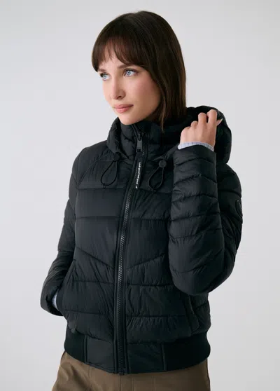 Lole Eli Synth Down Bomber Jacket In Black