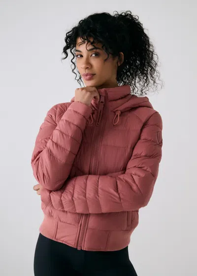 Lole Eli Synth Down Bomber Jacket In Pink