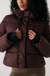 Lole London Waterproof 700 Fill Power Hooded Down Crop Puffer Jacket In Brown
