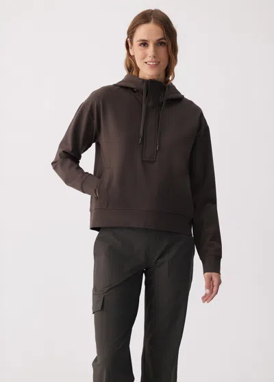 Lole Mindset 1/2 Zip Hoodie In Brown