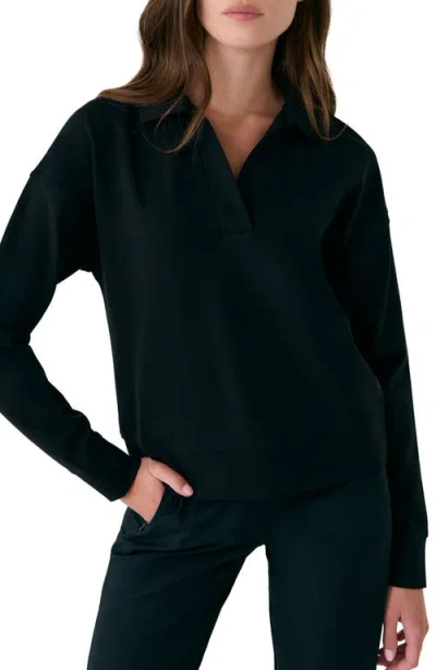 Lole Mindset Johnny Collar Sweatshirt In Black