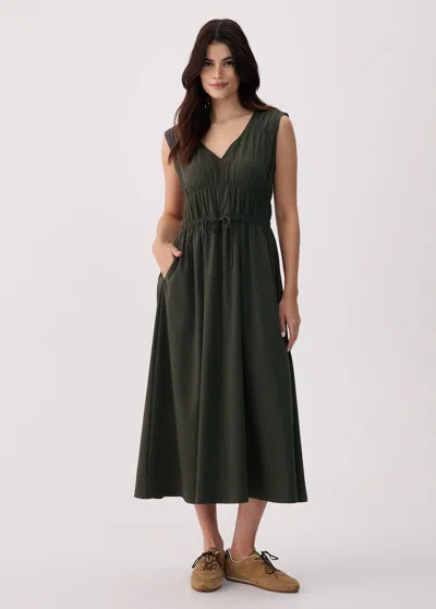 Lole Momentum Ruched Midi Dress In Green