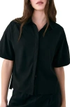 Lole Olivie Upf Short Sleeve Button-up Shirt In Black
