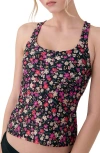 Lole Playa Cross-strap Tankini In Patterned Black