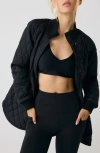 Lole Quilted Water Repellent Nylon Bomber Jacket In Black