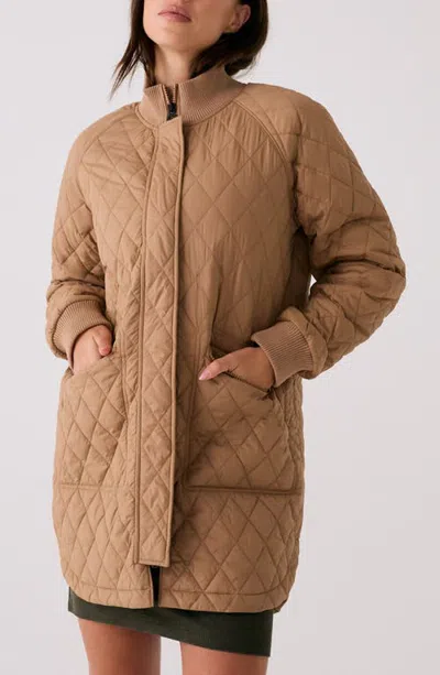 Lole Quilted Water Repellent Nylon Bomber Jacket In Dune