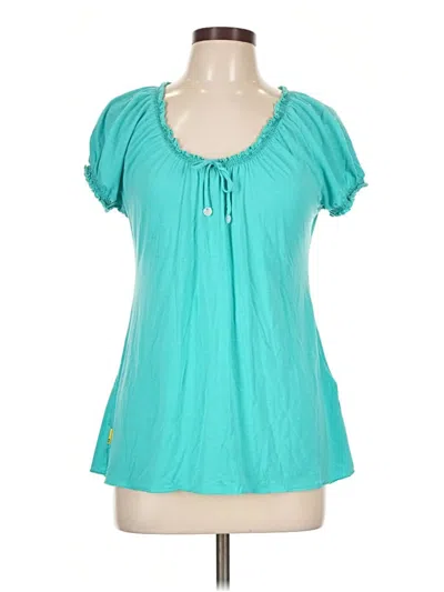 Pre-owned Lole Short Sleeve Top Teal Keyhole Neckline Tops