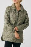 Lole The Quilted Water Repellent Nylon Shacket In Hazel