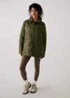Lole The Quilted Water Repellent Nylon Shacket In Green