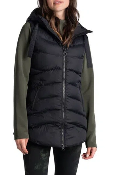Lole Transition Water Repellent Hooded Quilted Vest In Black