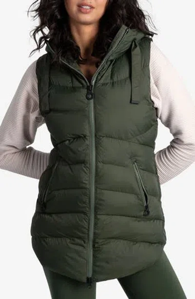 Lole Transition Water Repellent Hooded Quilted Vest In Green