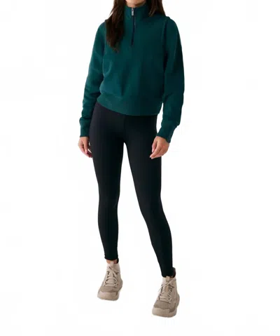 Lole Yonder 1/2 Zip Top In Midnight Teal In Green