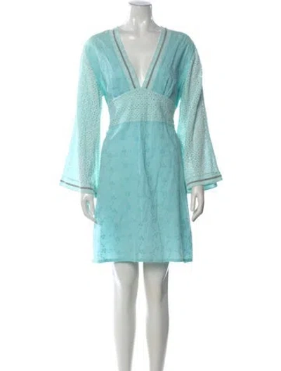 Pre-owned Lolita Jaca Floral Print Mini Dress In Blue
