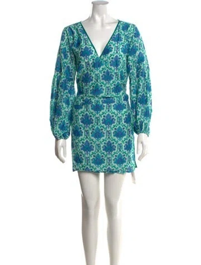 Pre-owned Lolita Jaca Floral Print Mini Dress In Blue