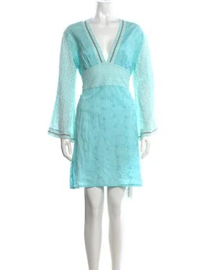 Pre-owned Lolita Jaca Floral Print Mini Dress In Blue