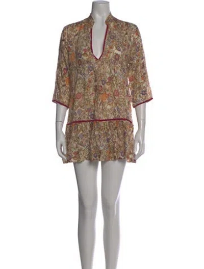 Pre-owned Lolita Jaca Floral Print Mini Dress In Yellow