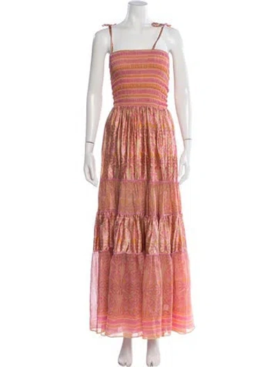 Pre-owned Lolita Jaca Paisley Print Long Dress In Pink