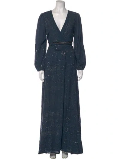 Pre-owned Lolita Jaca Silk Long Dress In Blue