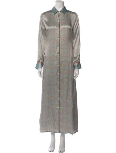 Pre-owned Lolita Jaca Silk Long Dress In Blue