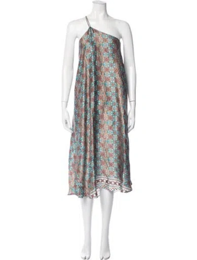 Pre-owned Lolita Jaca Silk Long Dress In Blue