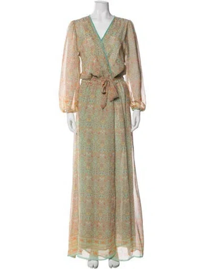 Pre-owned Lolita Jaca Silk Long Dress In Green