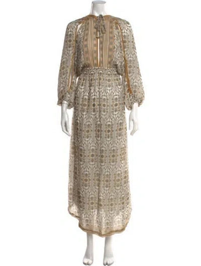 Pre-owned Lolita Jaca Silk Long Dress In Neutrals