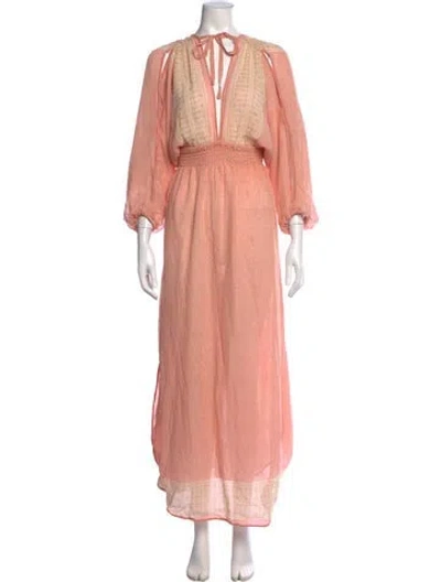 Pre-owned Lolita Jaca Silk Long Dress In Pink