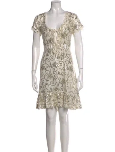 Pre-owned Lolita Jaca Silk Mini Dress In Neutral