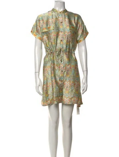 Pre-owned Lolita Jaca Silk Mini Dress W/ Tags In Green/yellow