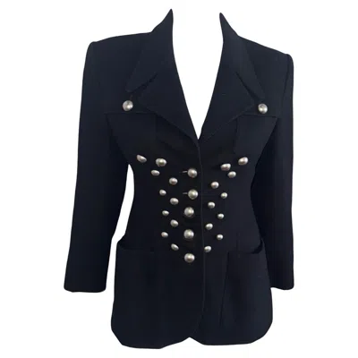 Pre-owned Lolita Lempicka 1990s  Wool Buttons Blazer In Black