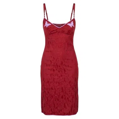 Pre-owned Lolita Lempicka 1996  Red Butterfly Lingerie Slip Dress