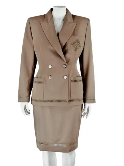 Pre-owned Lolita Lempicka Paris Wool Skirt Suit In Brown