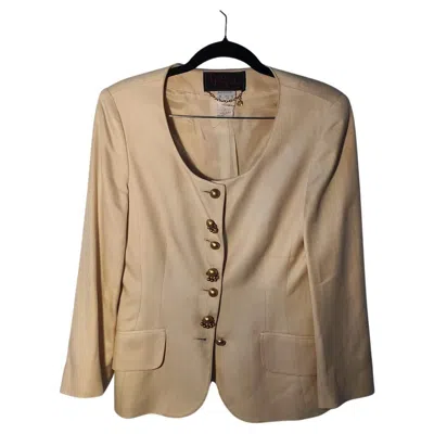 Pre-owned Lolita Lempicka Vintage Cream Blazer With Gold Buttons, France, 1990s In White