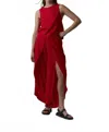 Lolita Linen Slit Cropped Pants In Red In Red