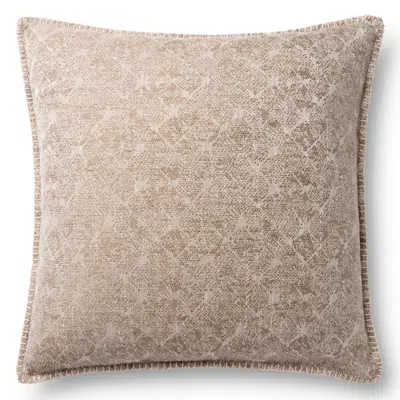 Loloi Beige Jacquard Abstract 22" Square Throw Pillow