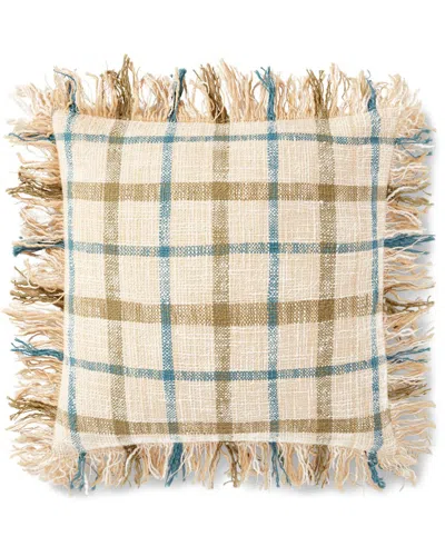 Loloi Handwoven Modern Abstract Structured Check Pillow With Fringe In Brown