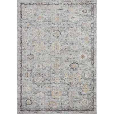Loloi Ii Floral Machine Made Power Loomed Polypropylene Area Rug In Gray