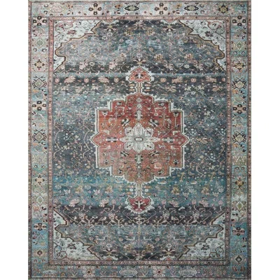 Loloi Ii Loloi Margot Ocean/brick Area Rug Feat. Cloudpile In Ocean,brick