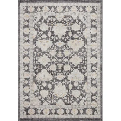 Loloi Ii Oriental Machine Made Power Loomed Polypropylene Area Rug In Charcoal Black/gray In Beige;grey