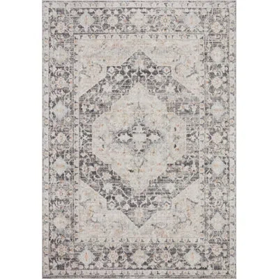 Loloi Ii Oriental Machine Woven Polyester Area Rug In Charcoal/ivory In Charcoal,ivory
