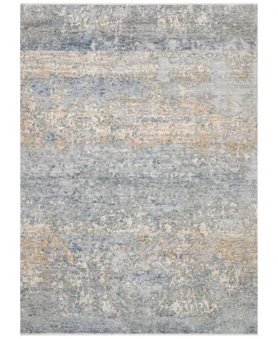 Loloi Pandora Pan-05 Blue/gold 18" Square Area Rug In Gray