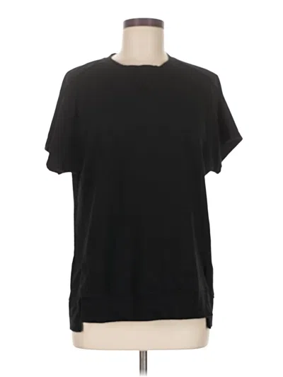 Pre-owned Lomon Short Sleeve Top Black Crew Neck Tops