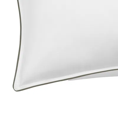 London & Avalon White / Green Heritage King Pillowcase- White With Canopy Green Trim In White/green