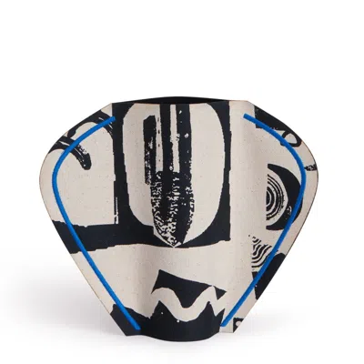 London Atelier Byproduct Blue Collapsible Milos Cup Cotton Vase In Geometric Print Red