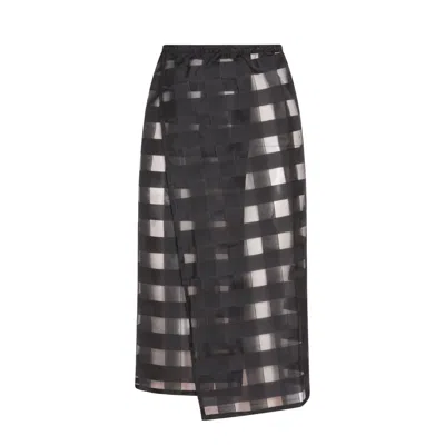 London Atelier Byproduct Women's Black Checkered Organza Wrap Skirt