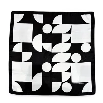 London Atelier Byproduct Women's Black Geometric Print Square Silk Scarf