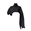 London Atelier Byproduct Women's Black Knit Turtleneck Shawl In Blue