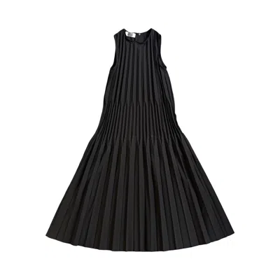 London Atelier Byproduct Women's Black Pleated Layer Midi Dress