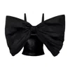 London Atelier Byproduct Women's Black Duchess Satin Bow Two Piece Top In Black
